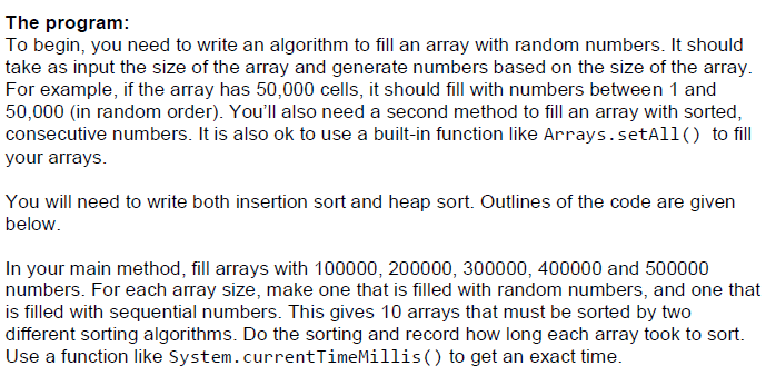 JAVA Program: Please use this template and fill in the "// create
