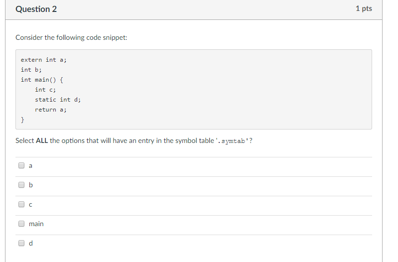 Please provide explanation Consider the following code snippet: extern int a;