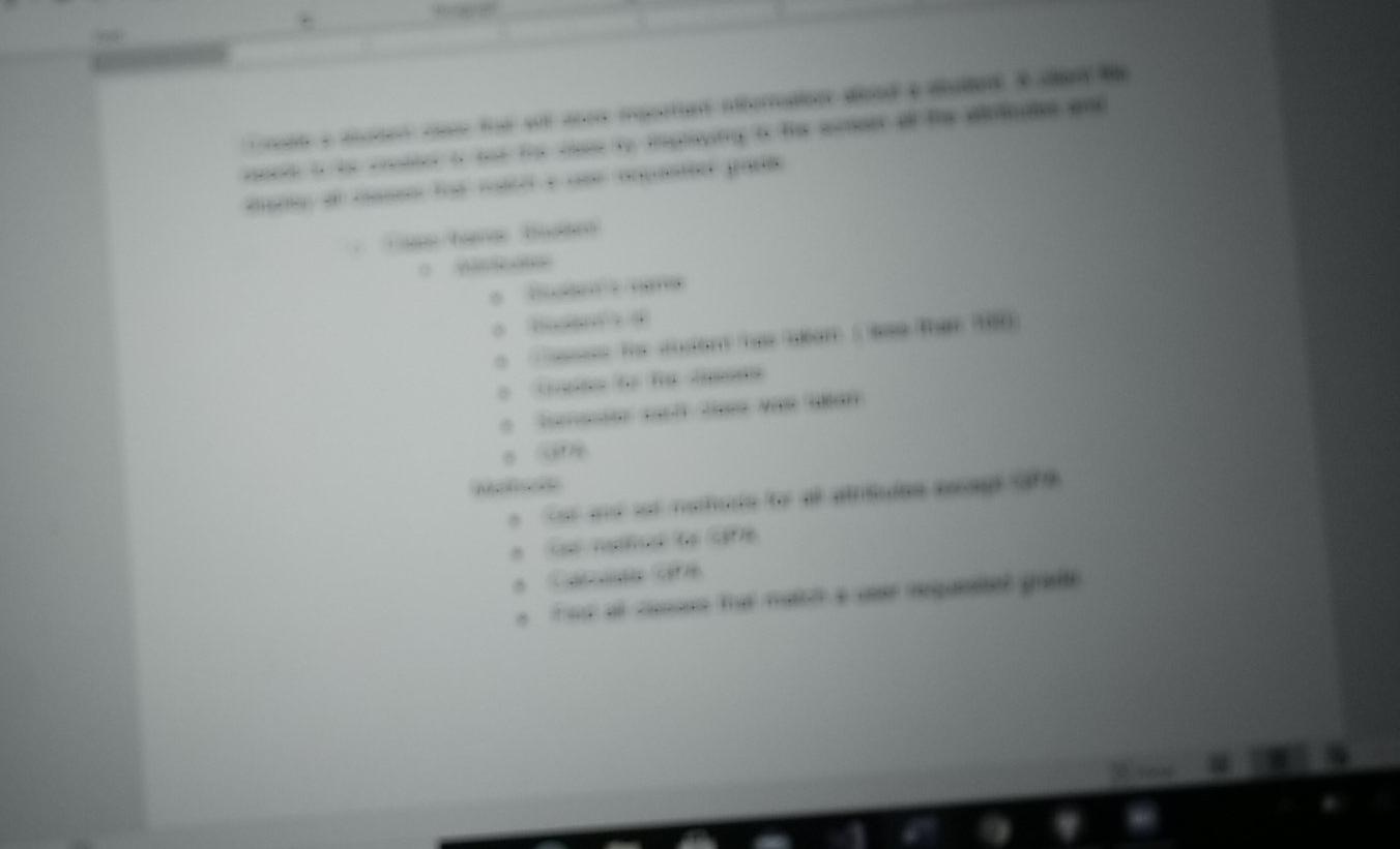 (C++) Create a student class that will store important information about a