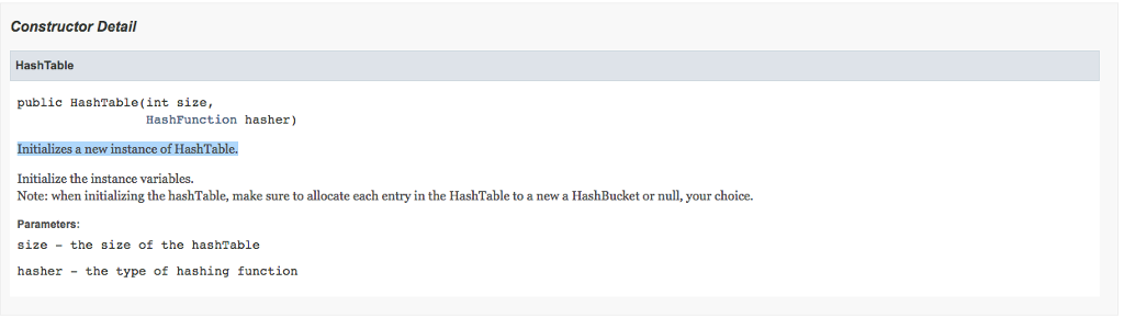 Hash Table java COMPLETE THE METHODS THAT HAVE ("YOUR CODE HERE") written