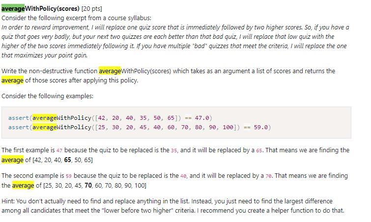  My Nondestructive Function can be Used if needed Test Cases: Python3