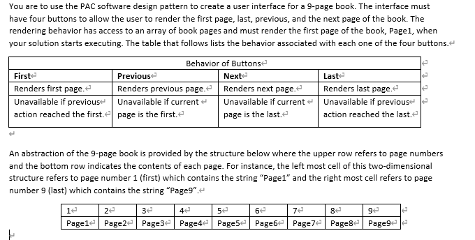  Use JAVA You are to use the PAC software design pattern