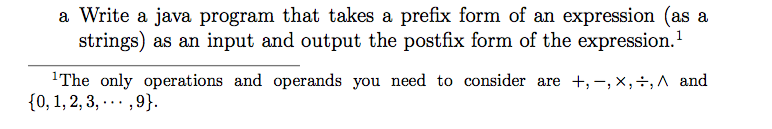  a Write a java program that takes a prefix form of