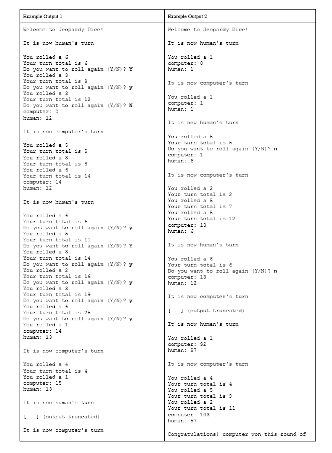 is the explaination for these functions: Here is the sample output 