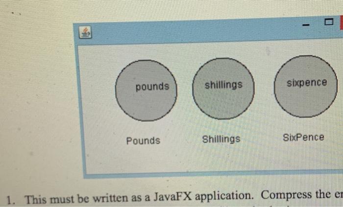 MUST BE WRITTEN AS JAVAFX APPLICATION Write a program that displays pounds,