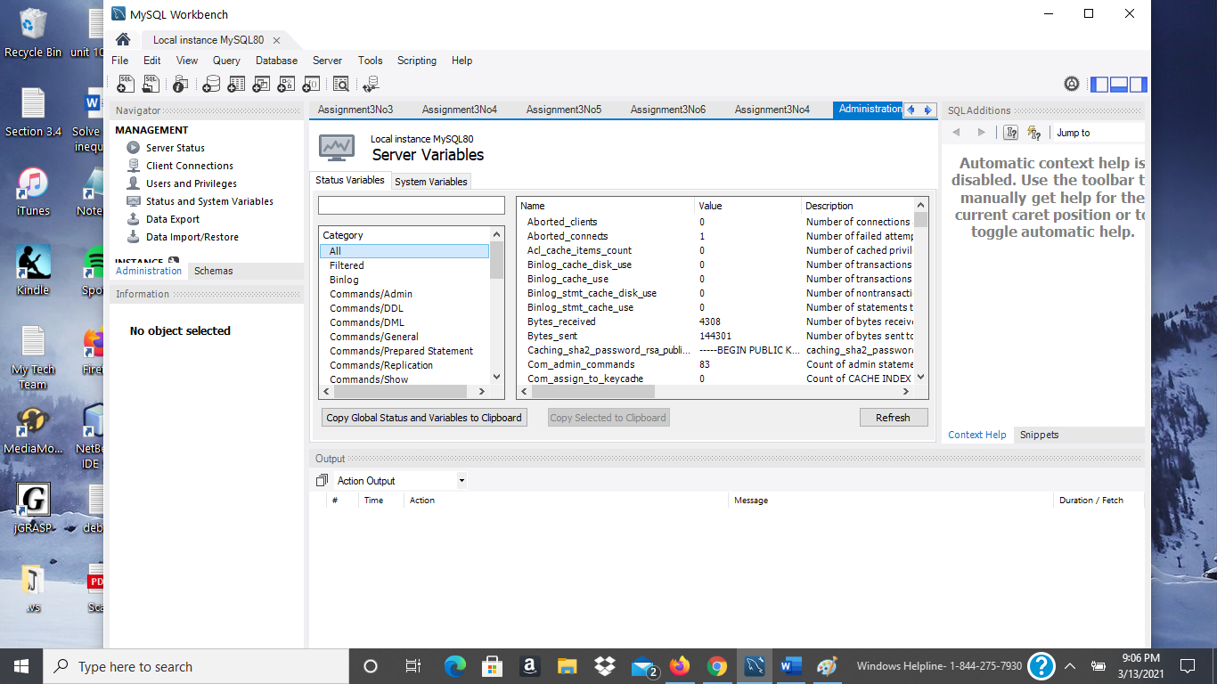 What is the difference between status and system variables? MySQL Workbench x