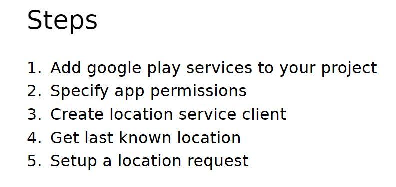 application Display the location of the device on the screen Display the