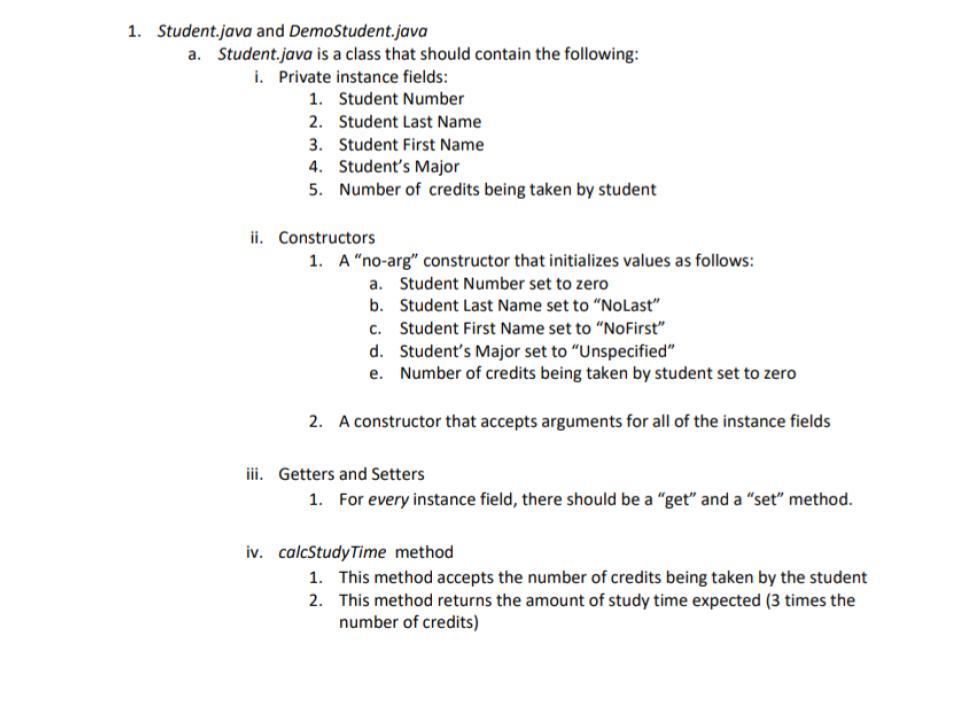  Student.Java public class Student { private int studentNumber = 0; private