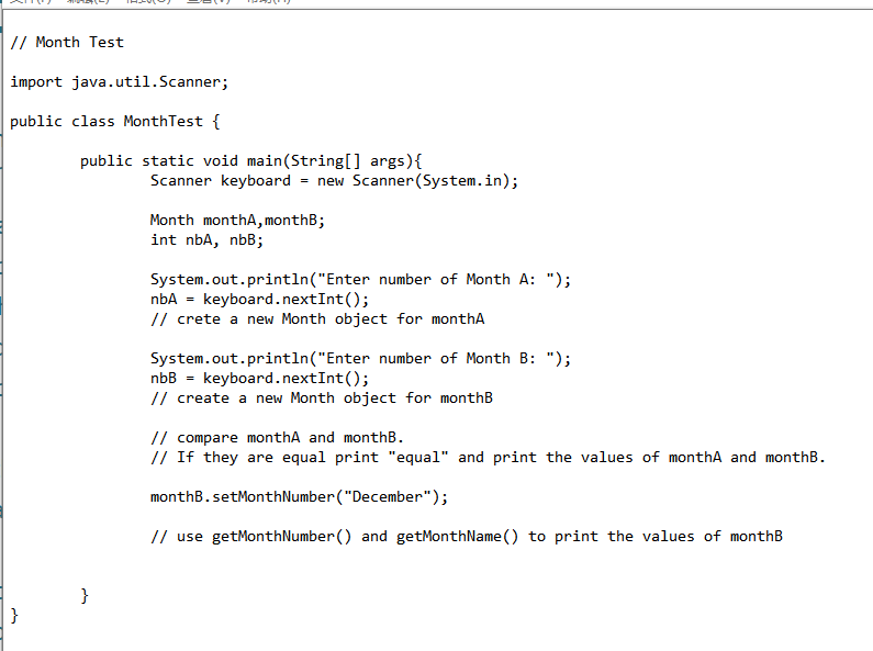 an int field named monthNumber that holds the number of the month.