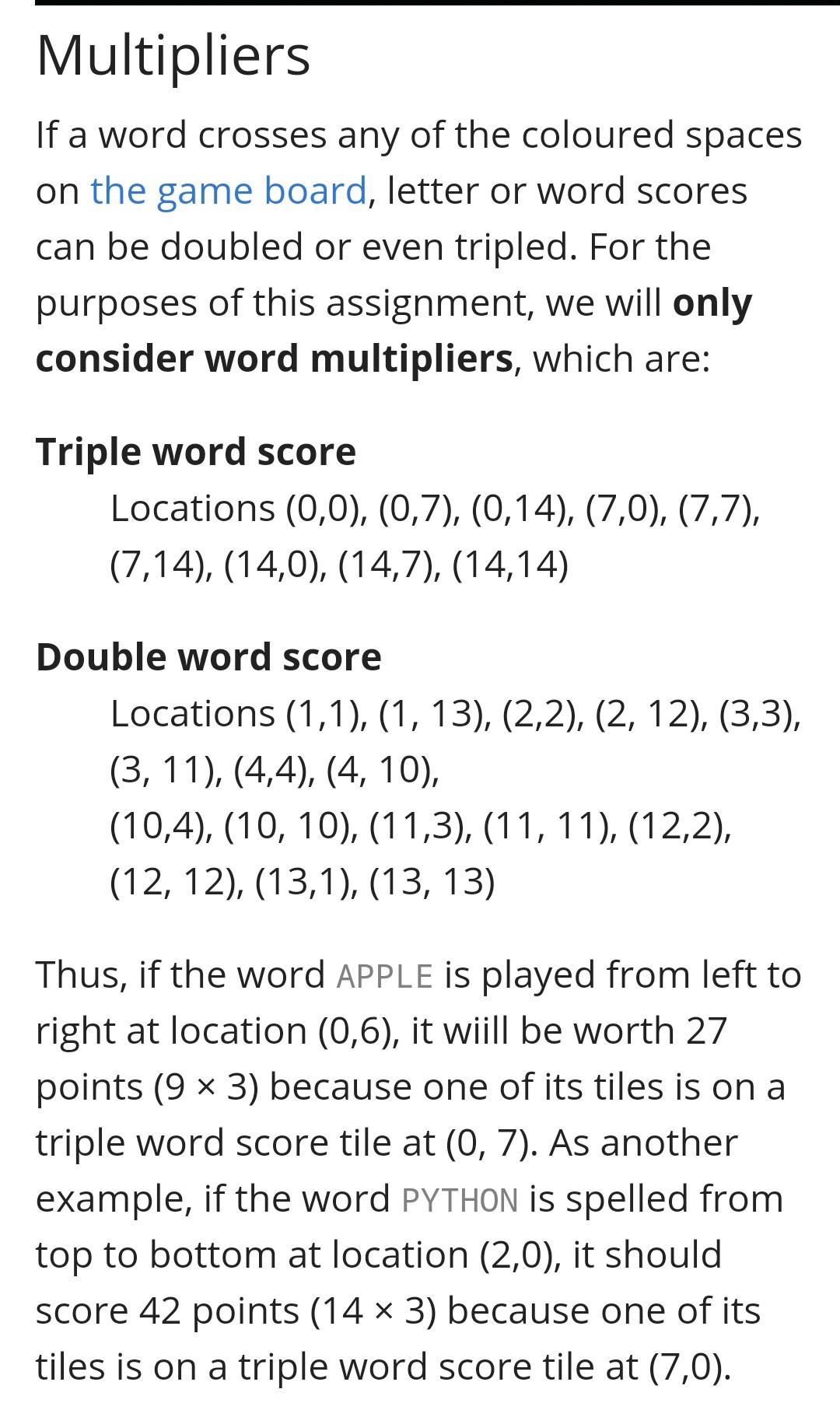 a point value, word scores are made up of the sum of