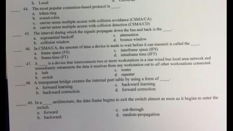  The most popular based protocol is _____. a. token ring b.