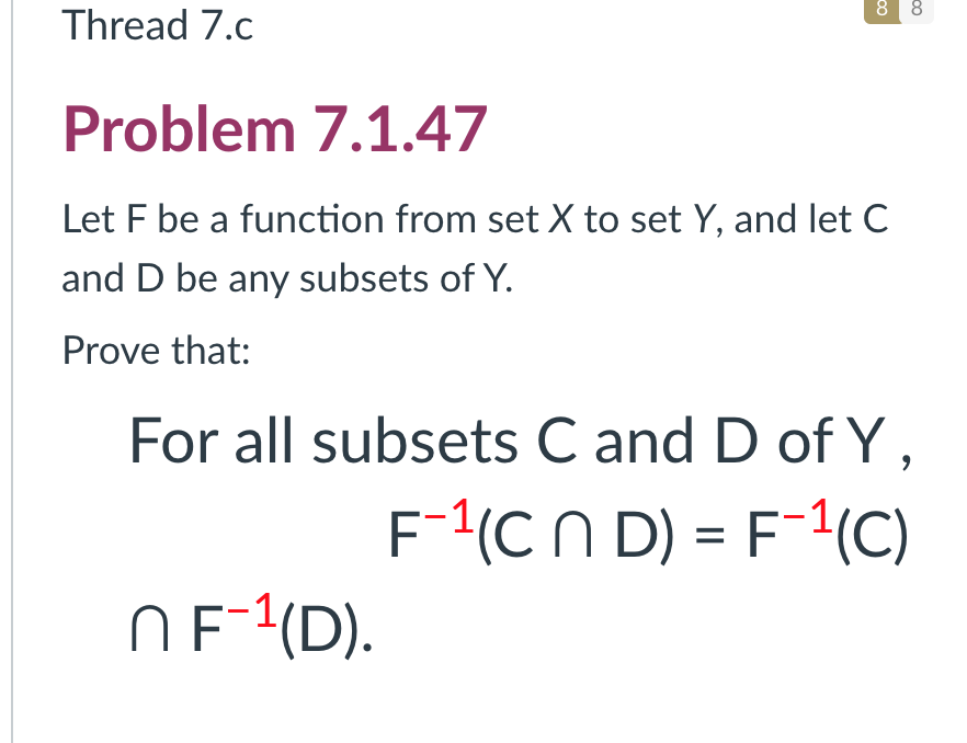 8 Thread 7.c Problem 7.1.47 Let F be a function from