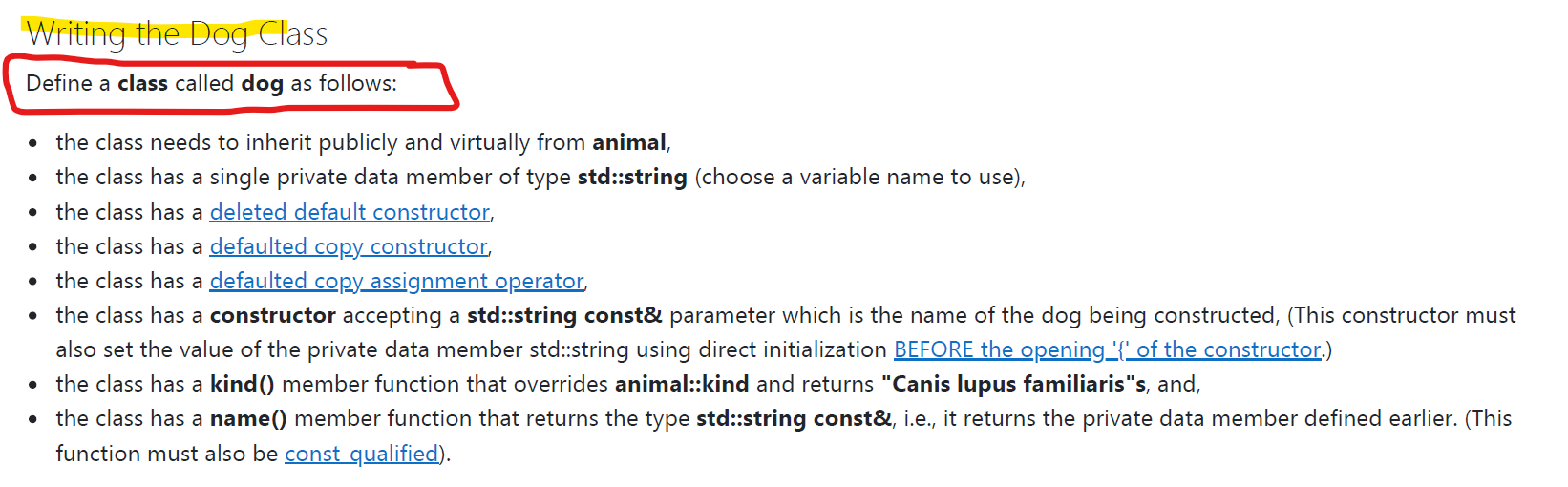 classes that is asked, which is highlighted Overview Object-oriented in C++ is