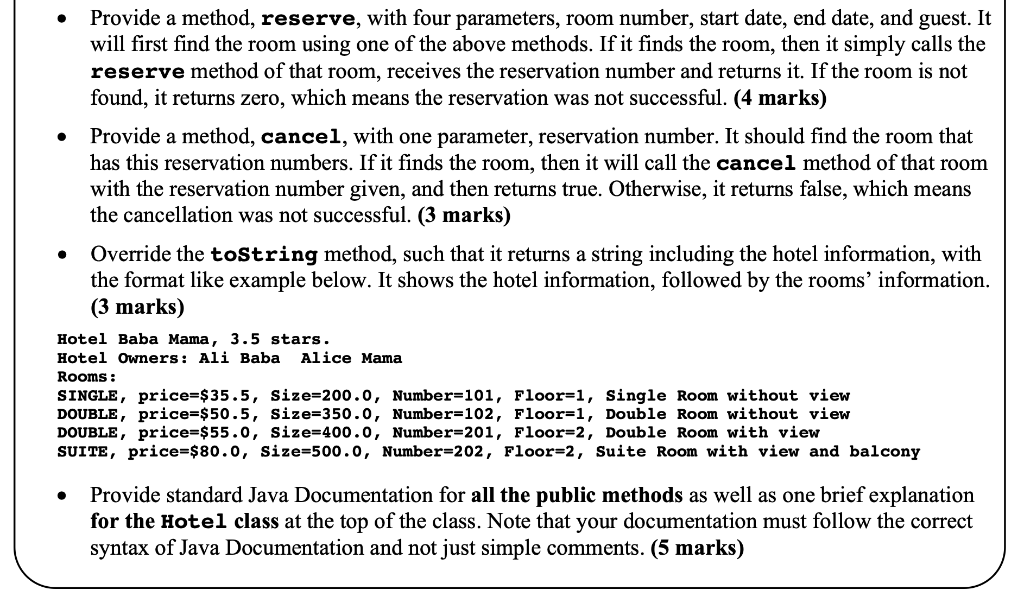 hotel as a couple of rooms. Each room, has some features, including