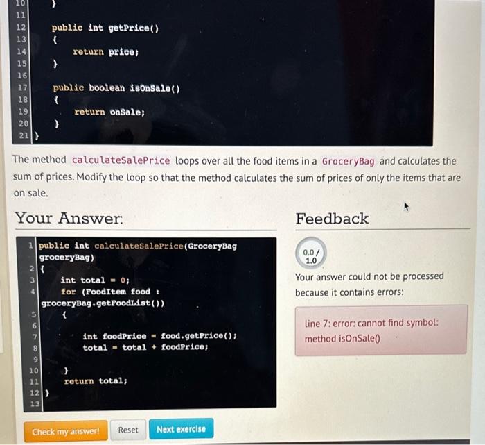 s in the bag. Finish the body of this for-each loop to