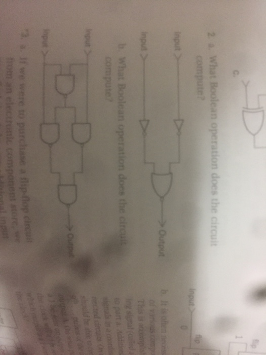  2 a. What Boolean operation does the circuit input? Output nput