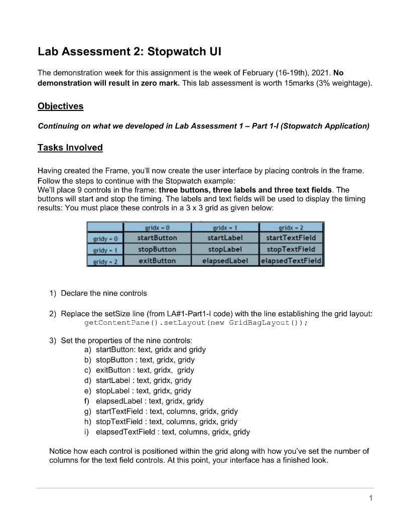  This is a java programming LA#1-Part1-I code /* * Stopwatch */