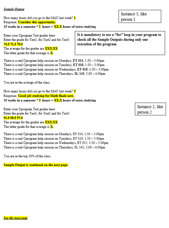 as a hard copy. Include copy of the results as comment lines