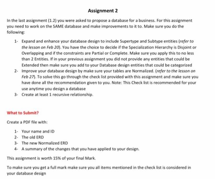 old ERD 3 The new Normalized ERD 4 A summary of the