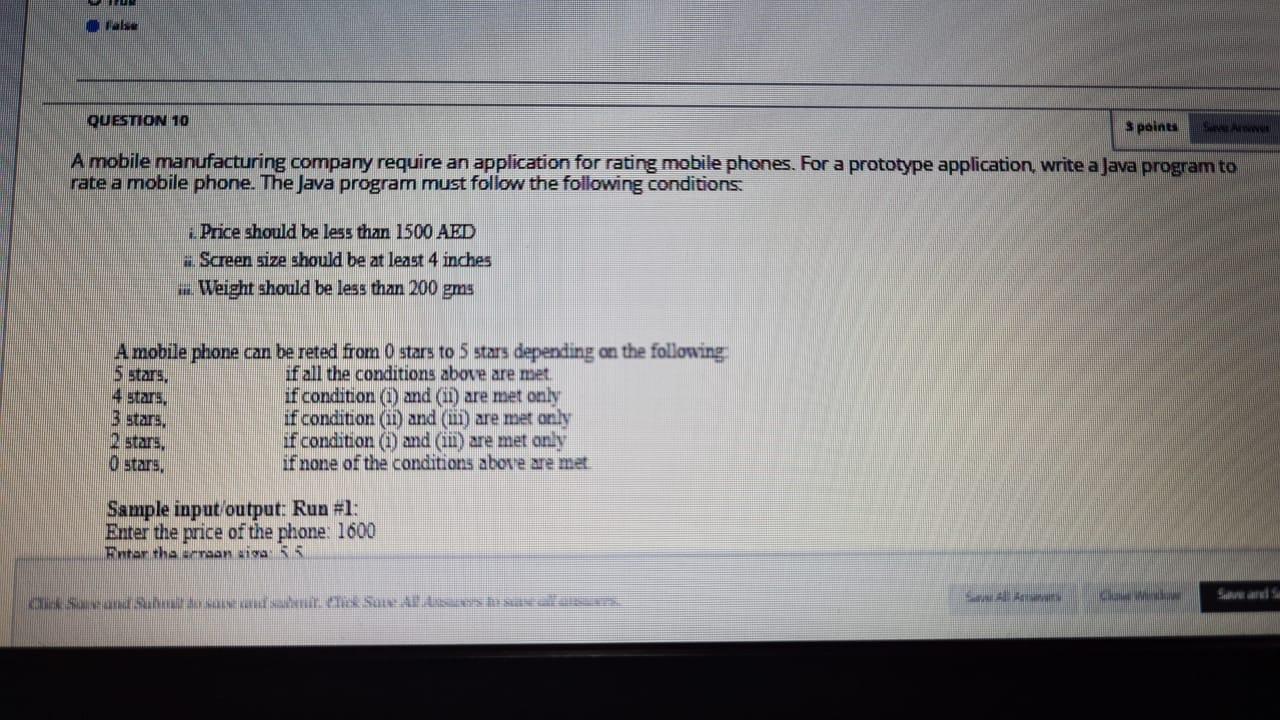 Java ASAP als QUESTION 10 3 point SA A mobile manufacturing