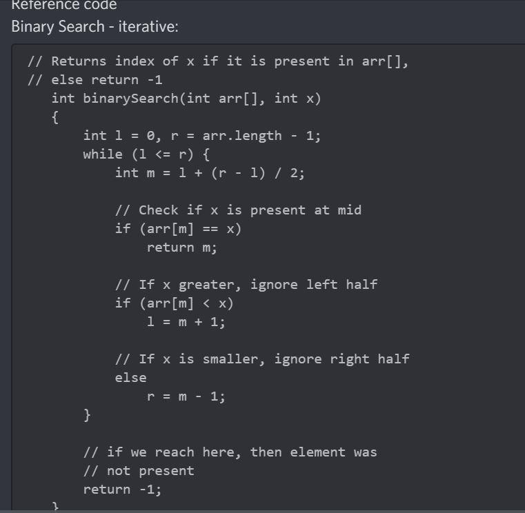 > 1 - Implement int linear_search(int[] arr, int target) function in Java