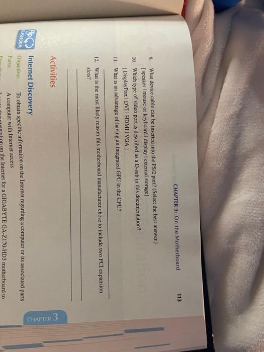 information you learned in this chapter and related to the specifications found