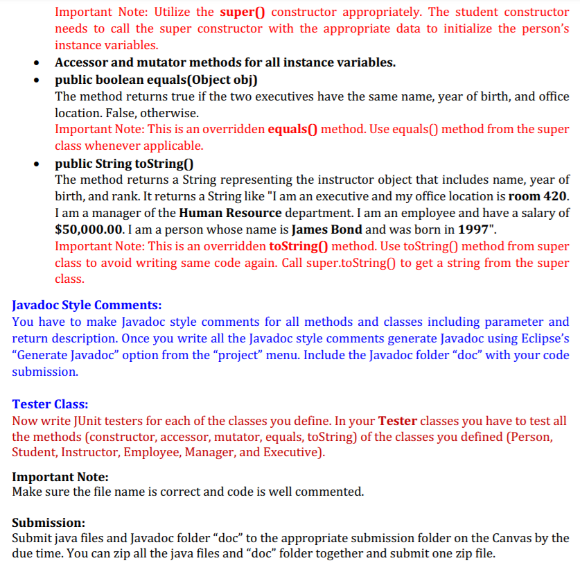 the instanceof operator in equals methods to make sure there won't be