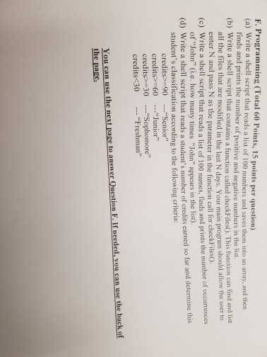  this is in lunix Write a shell script that reads a