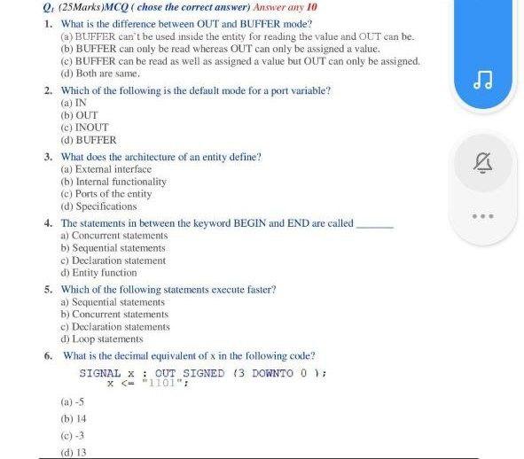  A Q. (25Marks]MCQ (chose the correct answer) Answer any 10 1.