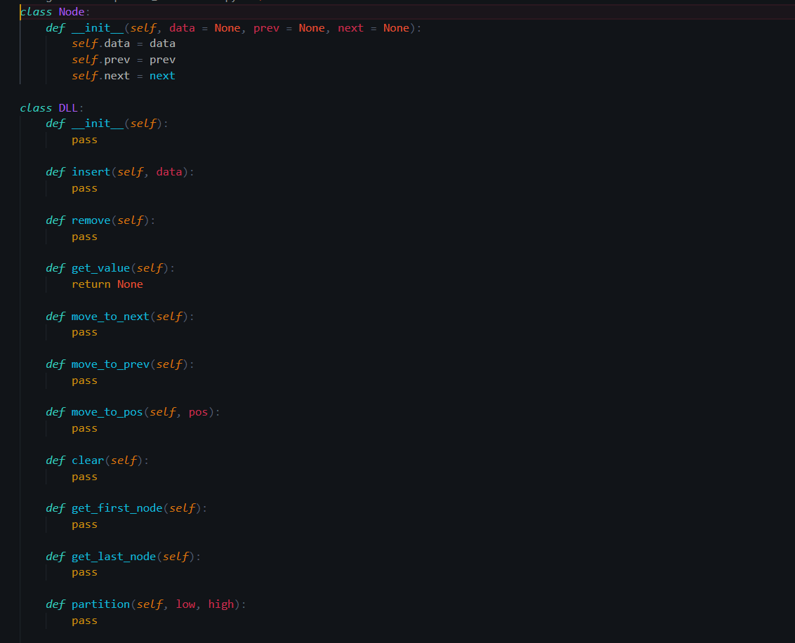 uses a doubly-linked list to implement the following operations: _str_(self) - (5%)