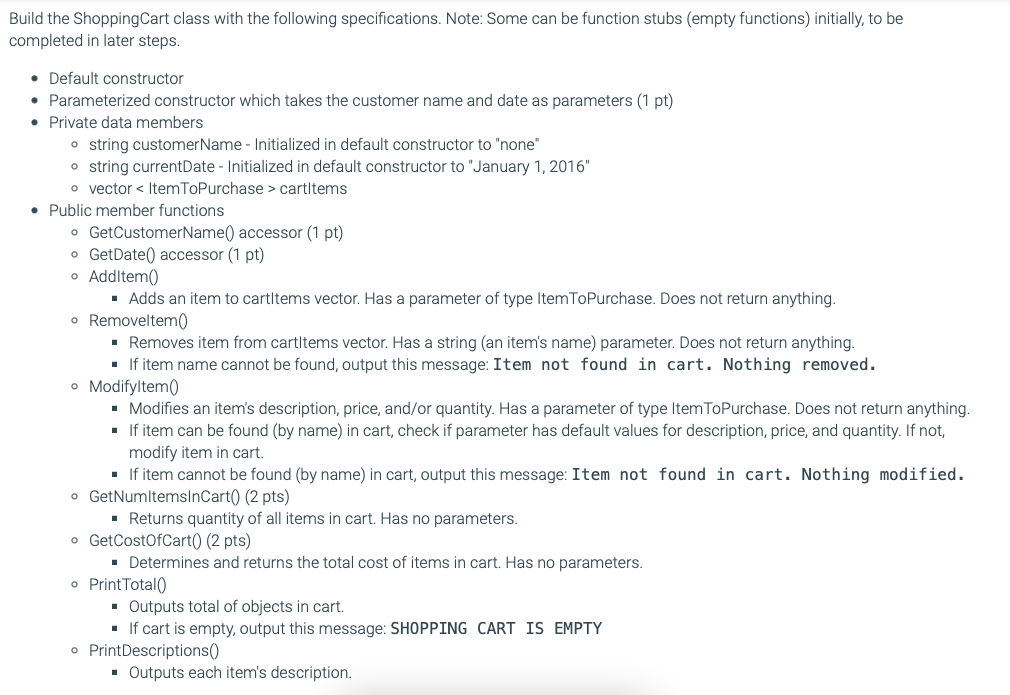 &cart); //main function int main() { string customerName, currentDate; cout cout //