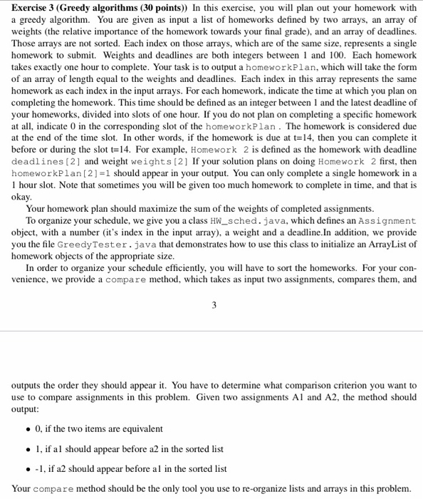  Exercise 3 (Greedy algorithms (30 points)) In this exercise, you will