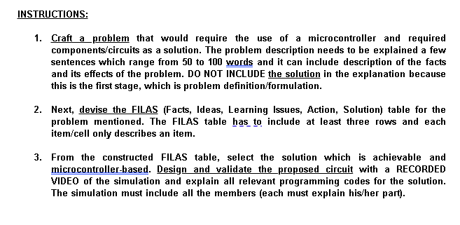  INSTRUCTIONS: 1. Craft a problem that would require the use of