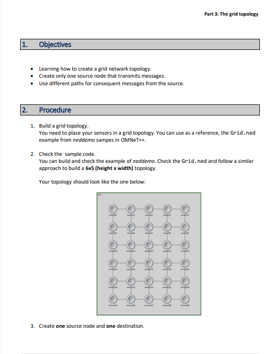  Objectives Learning how to create a grid network topology. Create only