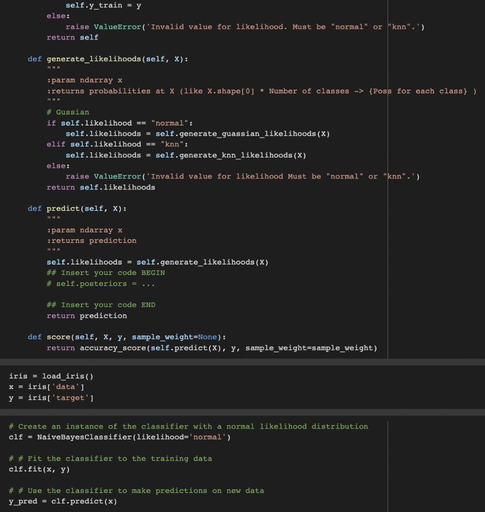 the density function used in the likelihood calcuation: normal: Normal density function
