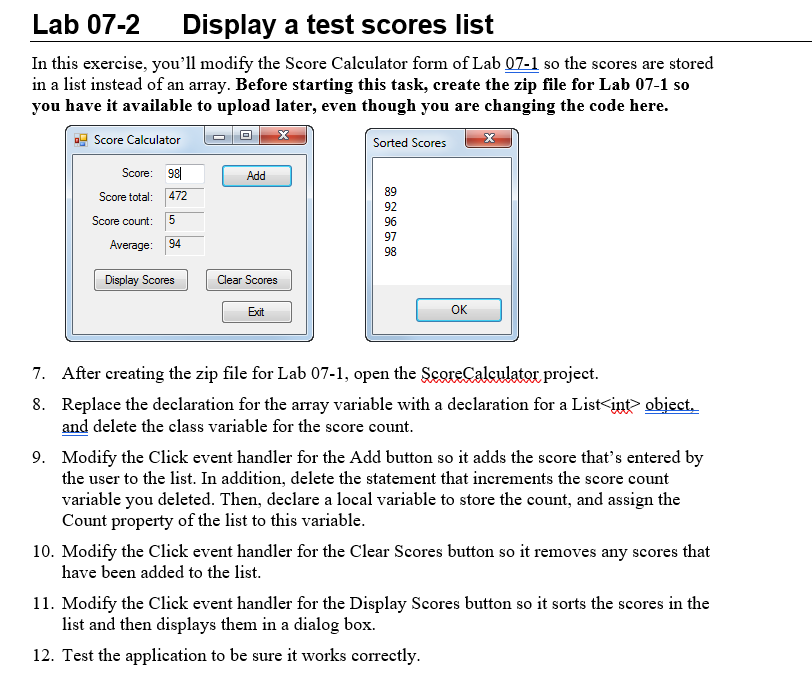 user. Each time a score is added, the score total, score count,