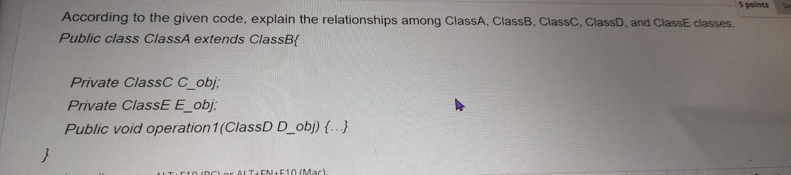 software engineering question 5 points According to the given code, explain the