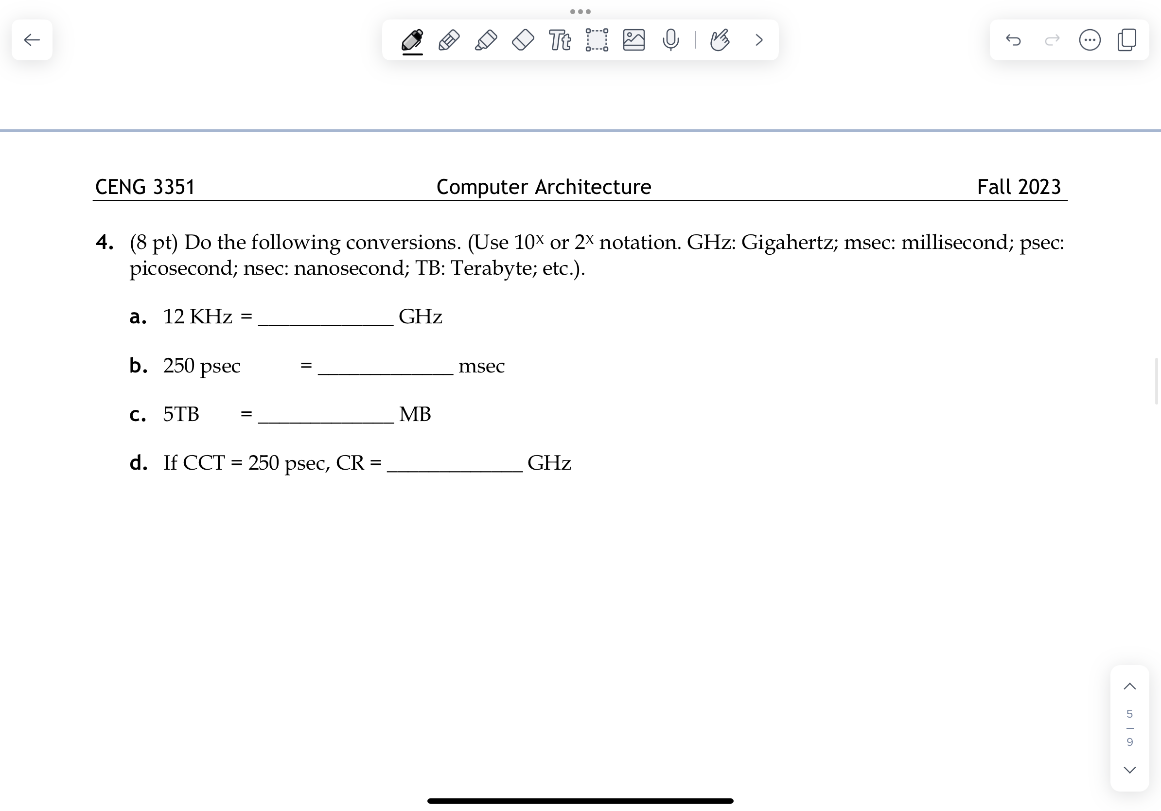 (8 pt) Do the following conversions. (Use 10x or 2x notation.