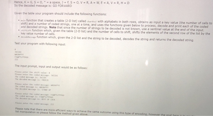 called Decodaessages.ay, which includes and tests functions to solve the following problem