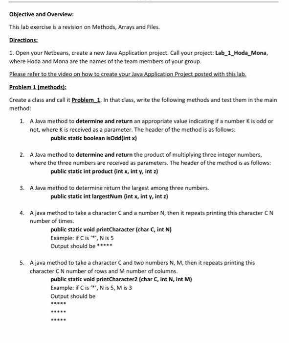  in java Objective and Overview: This lab exercise is a revision