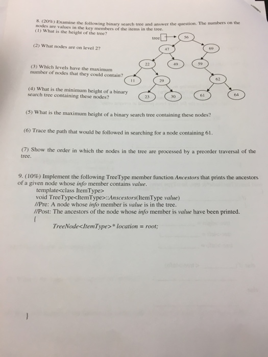  Examine the following binary search tree and answer the question. The
