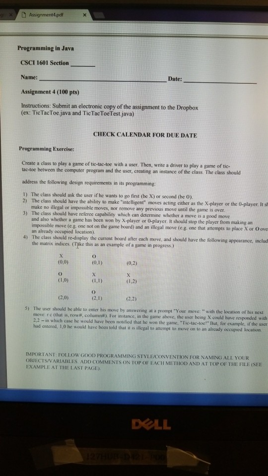  Can I get Help for this Java exercise. Thank you Assignment4.pdf