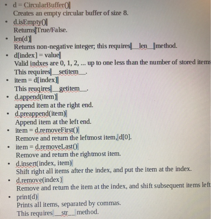  Need help implementing a Deque array with these requirements in python