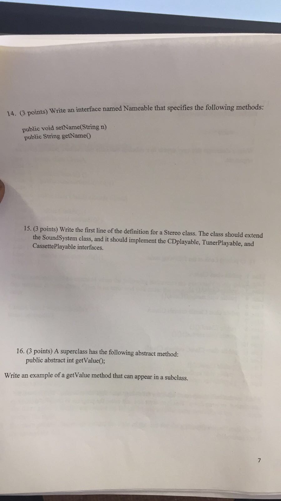 please kindly help solve this java questions! God bless! Thanks! Write an