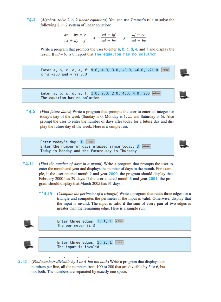 I need help with these python questions. Thank you! *4.3 (Algebra: solve