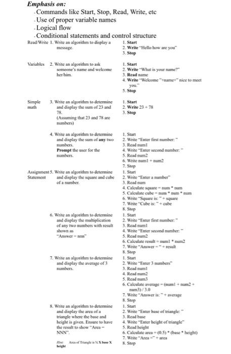 use java program Emphasis on: Commands like Start, Stop, Read, Write, etc