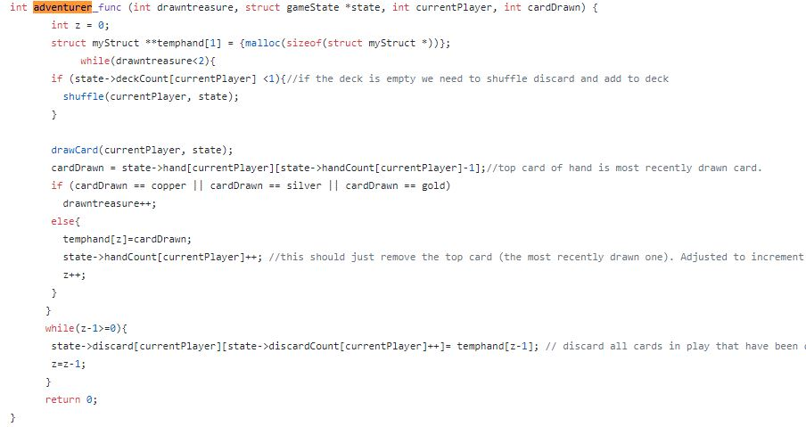 refactored code you created for assignment-2, one of them being the adventurer
