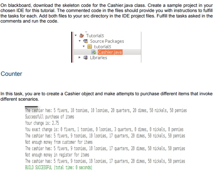 the files should provide you with instructions to fulfill the tasks for