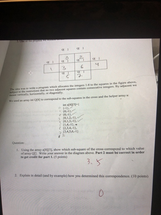 Eight numbers in a cross. The problem was to write a