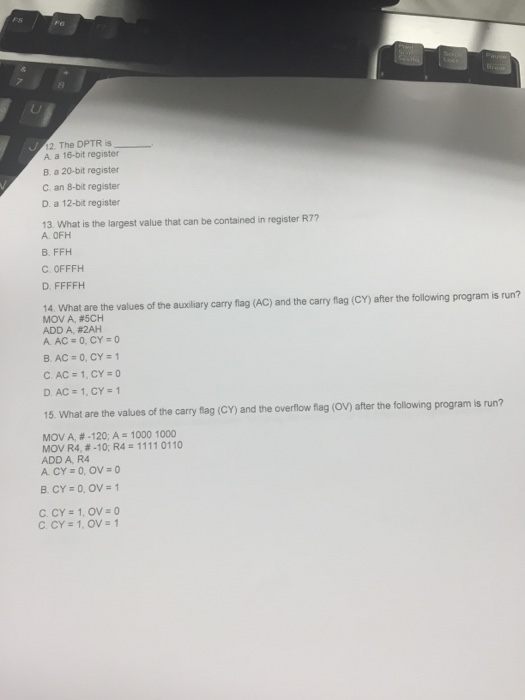  The DPTR is _____ as 16-bit register a 20-bit register an